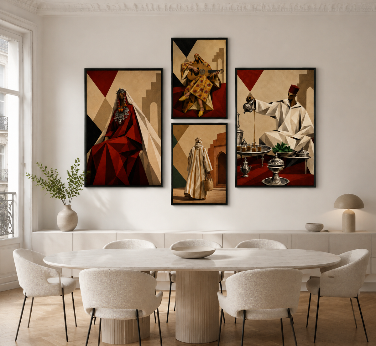 Triptych Paintings - Hajj and Hajjah Routine