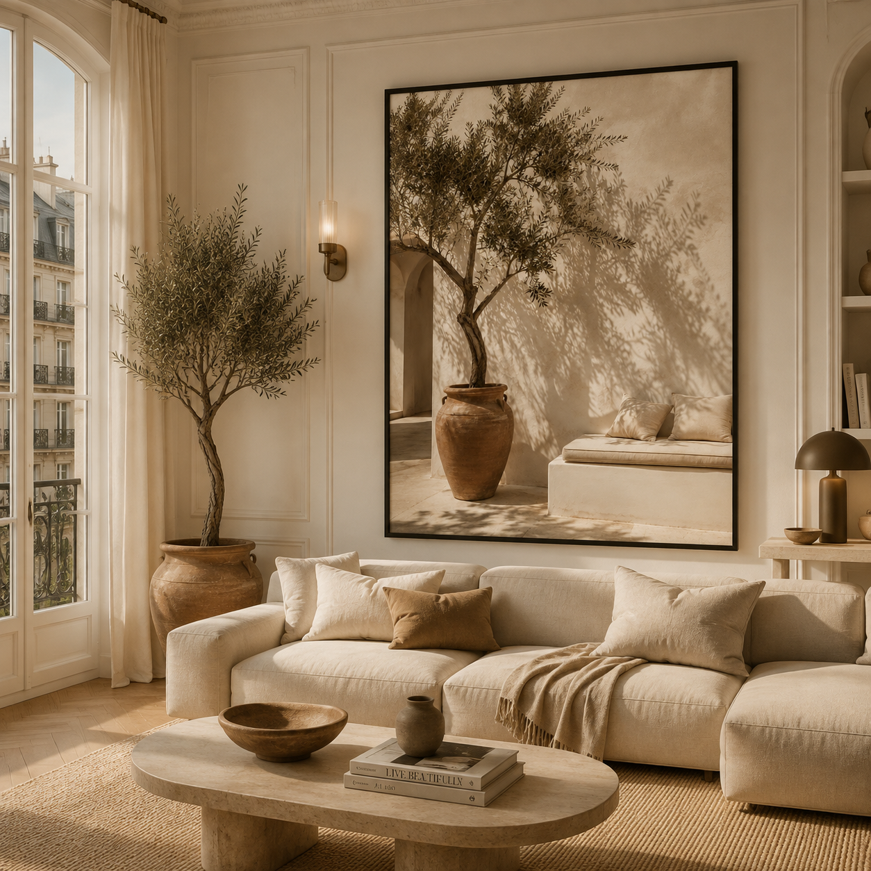 Tableau marocain – La terasse du riad – XS : 30x20cm, Tableau en toile, Cadre Américain Noir