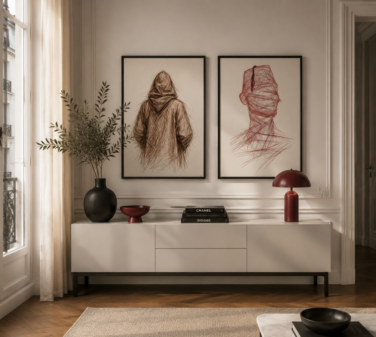 Duo Paintings - Drawings Moroccan Hajj