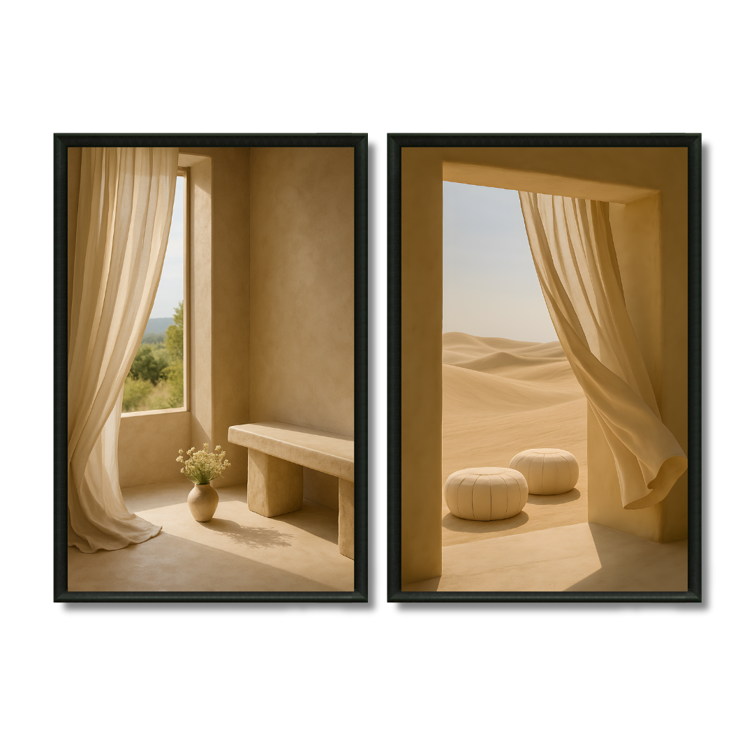 Two Paintings - Morocco in Beige