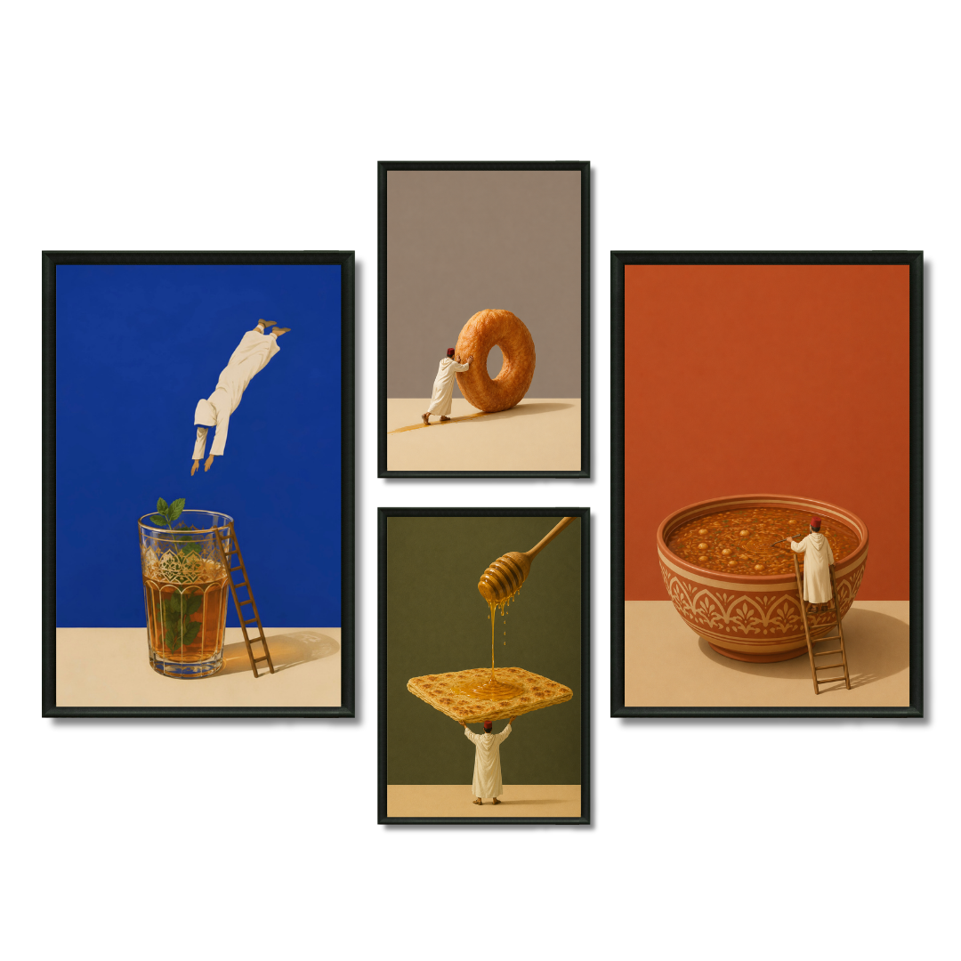 Triptych Paintings - Hajj and Hajjah Routine