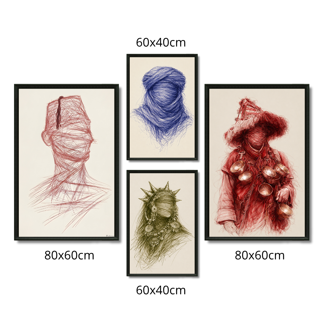 Triptych Paintings - Hajj and Hajjah Routine