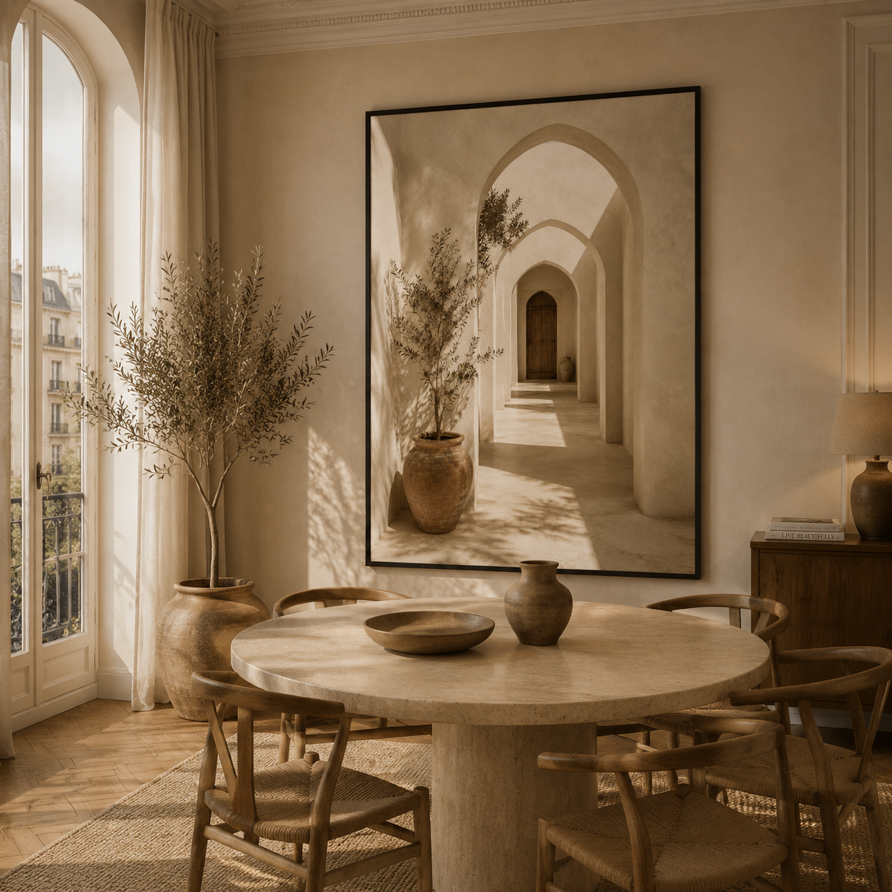 Tableau marocain – Les Arches du Riad – XS : 30x20cm, Tableau en toile, Cadre Américain Noir