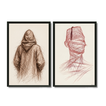 Duo Paintings - Drawings Moroccan Hajj