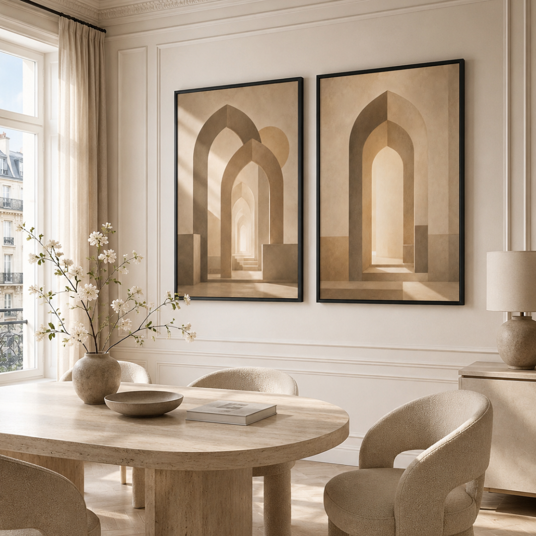 Two Paintings - Morocco in Beige