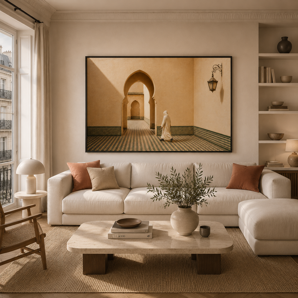 Tableau marocain – le Riad perdu – XS : 30x20cm, Tableau en toile, Cadre Américain Noir