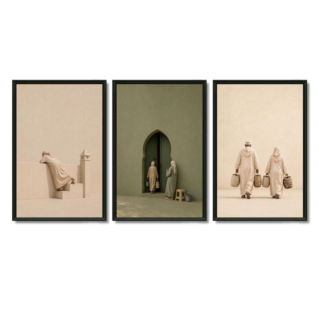 Triptyque Tableaux - Le quotidien – 3xXS : 30x20cm, Tableau en toile, Pas de cadre