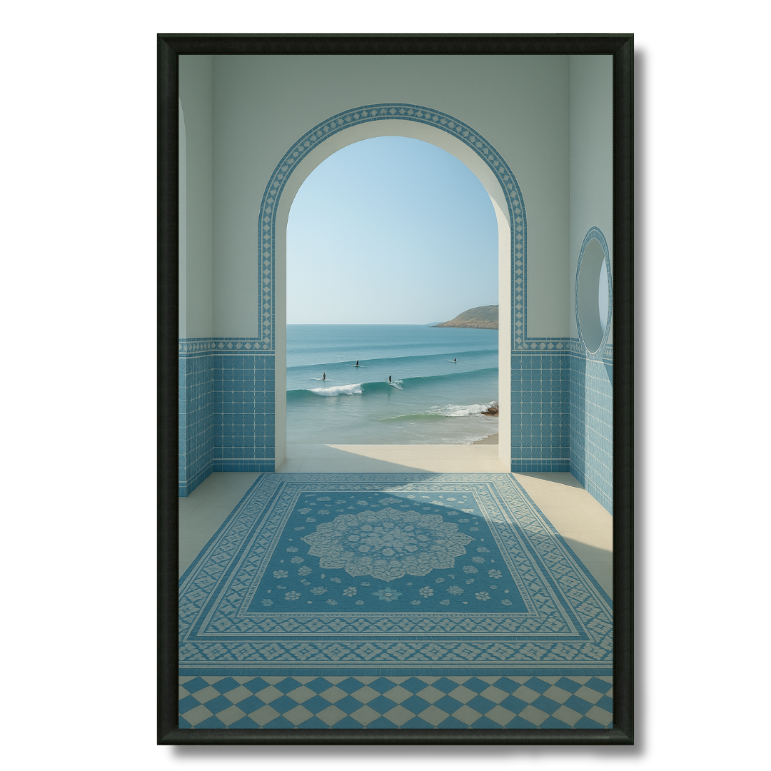 Moroccan painting - view of the blue sea