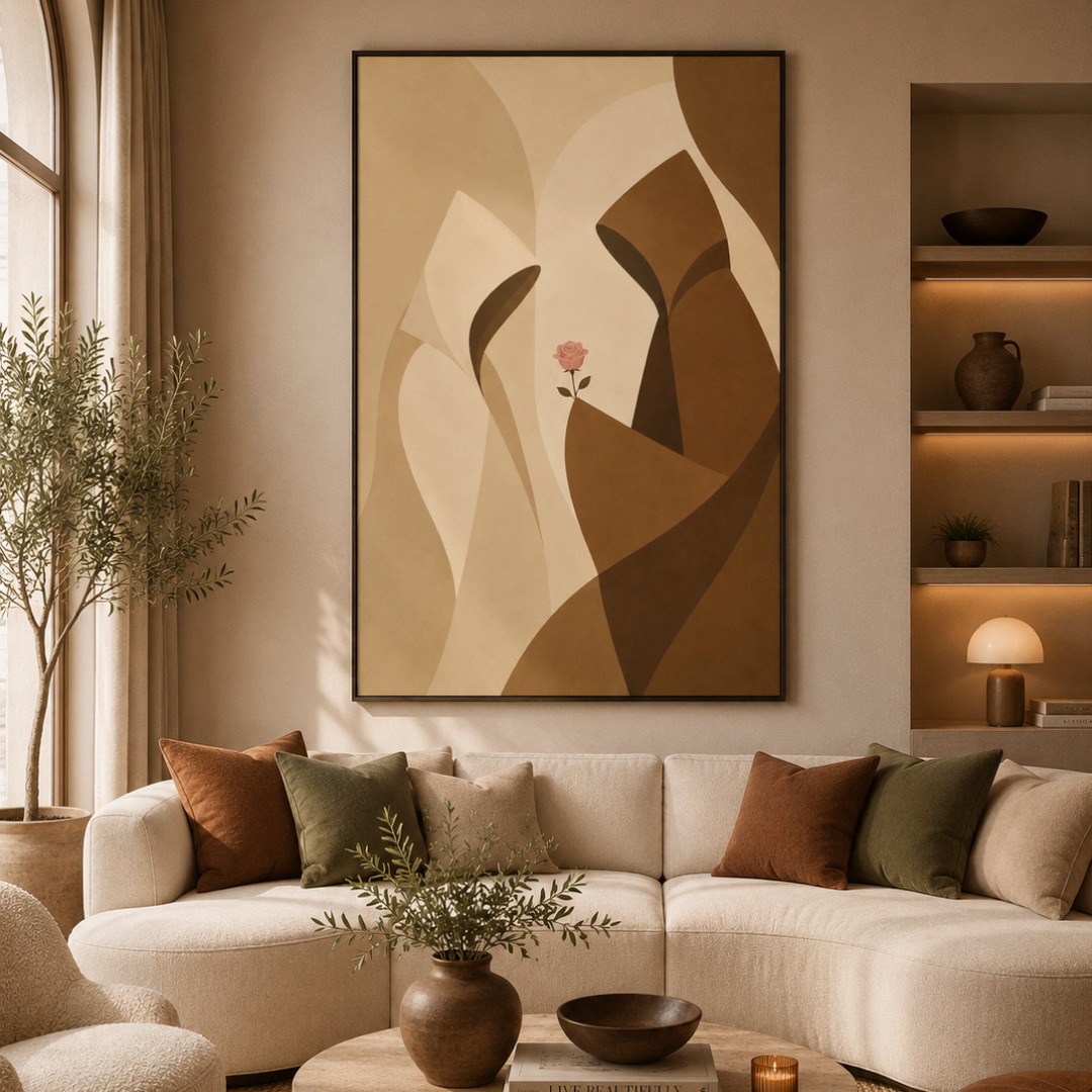 Tableau la fleur d'amour abstrait marocain douceur