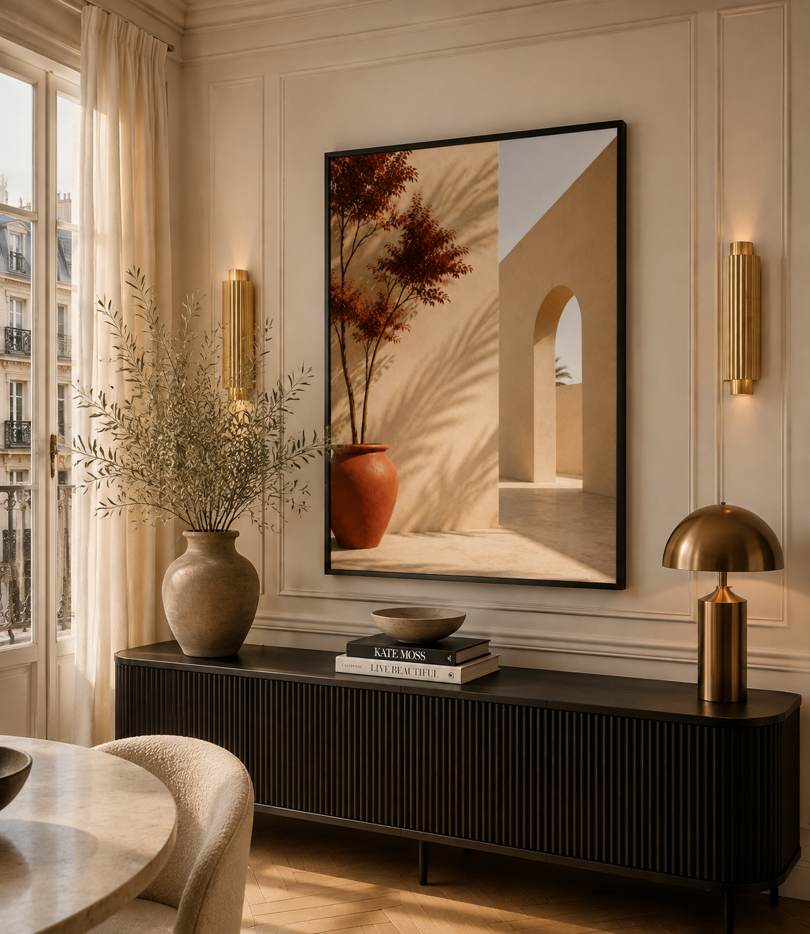 Tableau marocain – Nude Village – XS : 30x20cm, Tableau en toile, Cadre Américain Noir