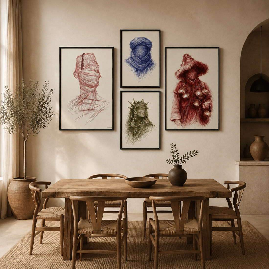 Triptych Paintings - Hajj and Hajjah Routine