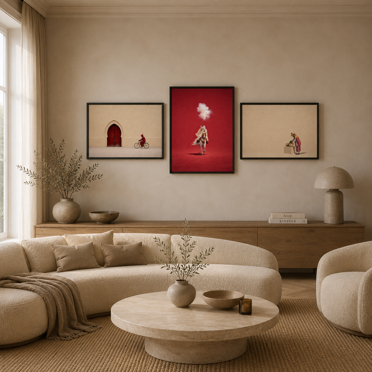 Triptych Canvases - Morocco in beige