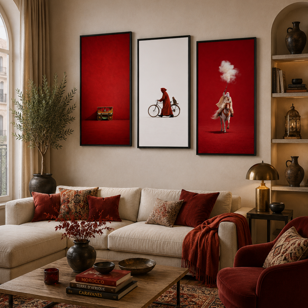 Set of 3 Canvases - white and red