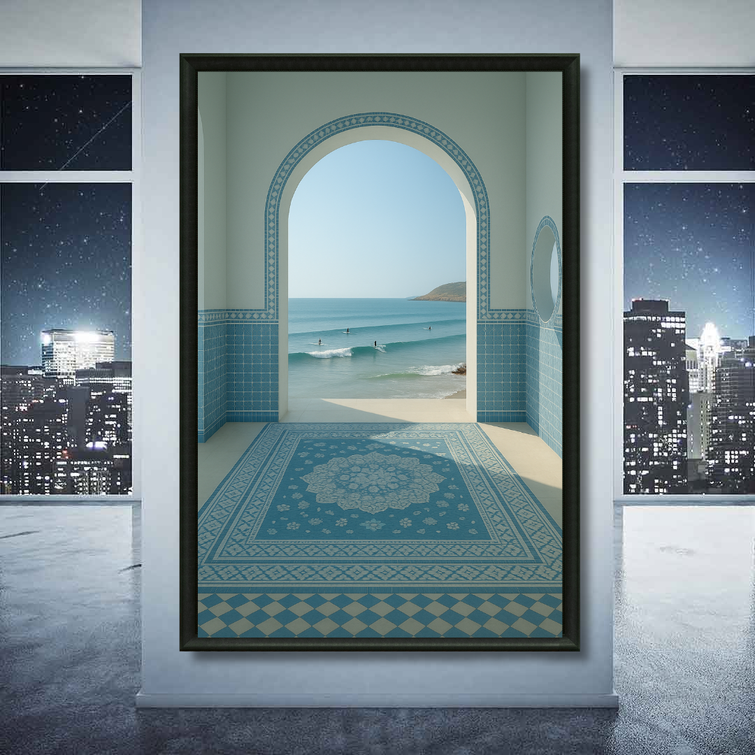 Moroccan painting - view of the blue sea