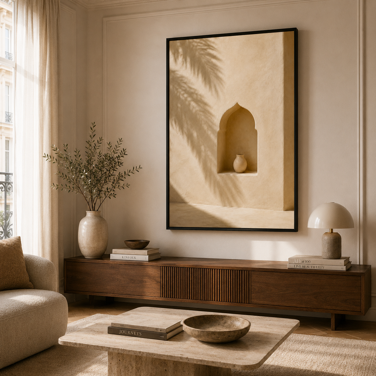 Tableau marocain – Le detail du riad – XS : 30x20cm, Tableau en toile, Cadre Américain Noir