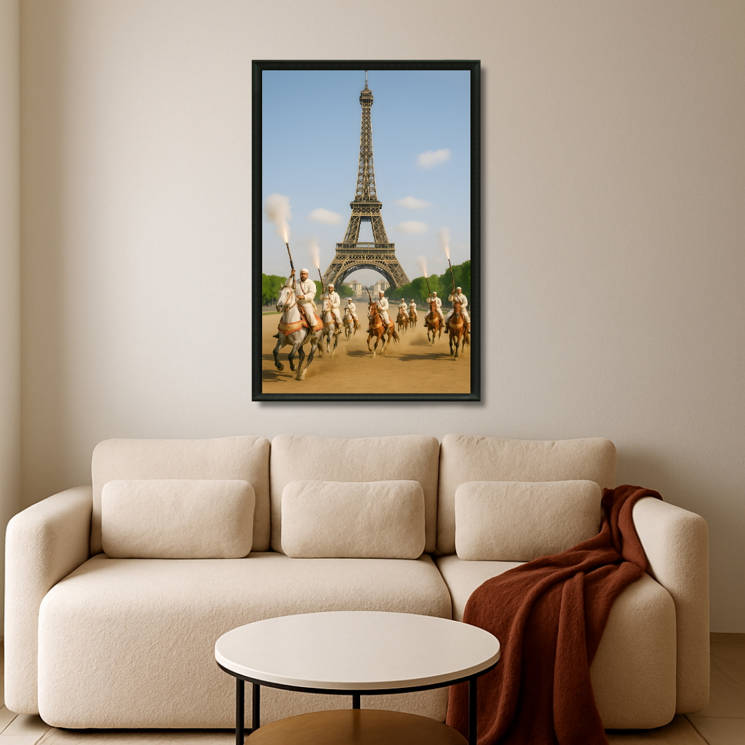 Tableau fantasia marocaine Tour Eiffel Paris surréaliste