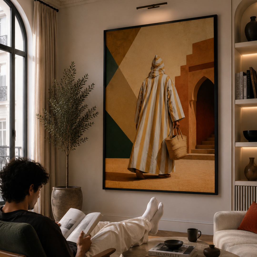Moroccan painting – Cubism Jellaba Souk