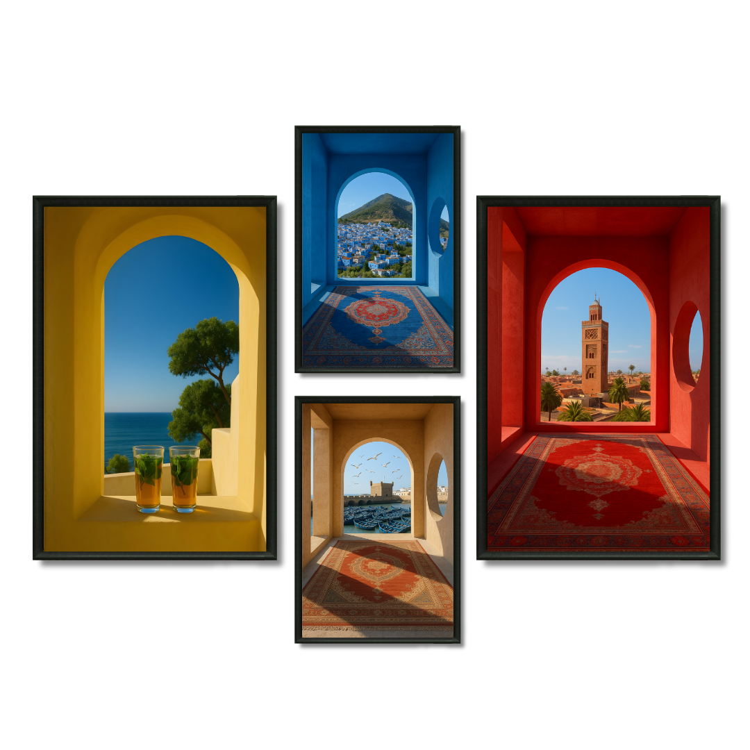 Composition Murale 1 - Villes décalées – 2x 80H60L cm + 2x 60H40L, Tableau en toile, Pas de cadre