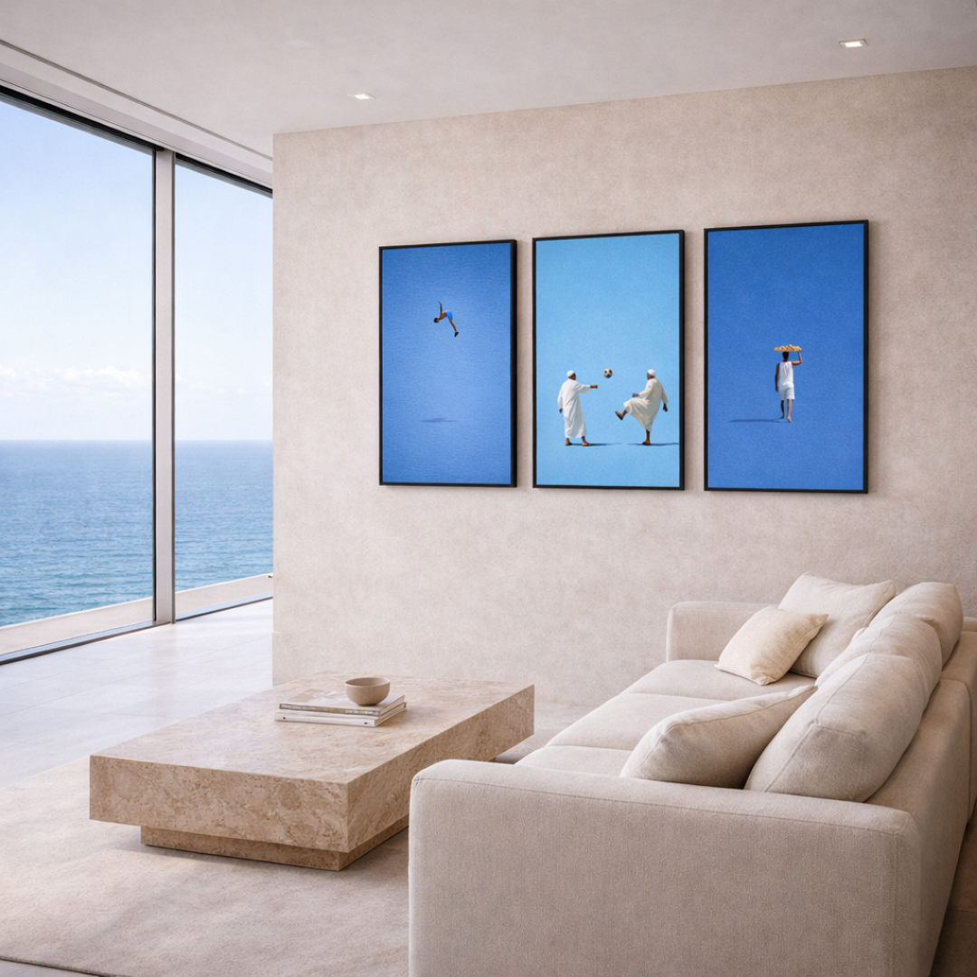 Triptyque le Maroc en bleu pack galerie apaisé