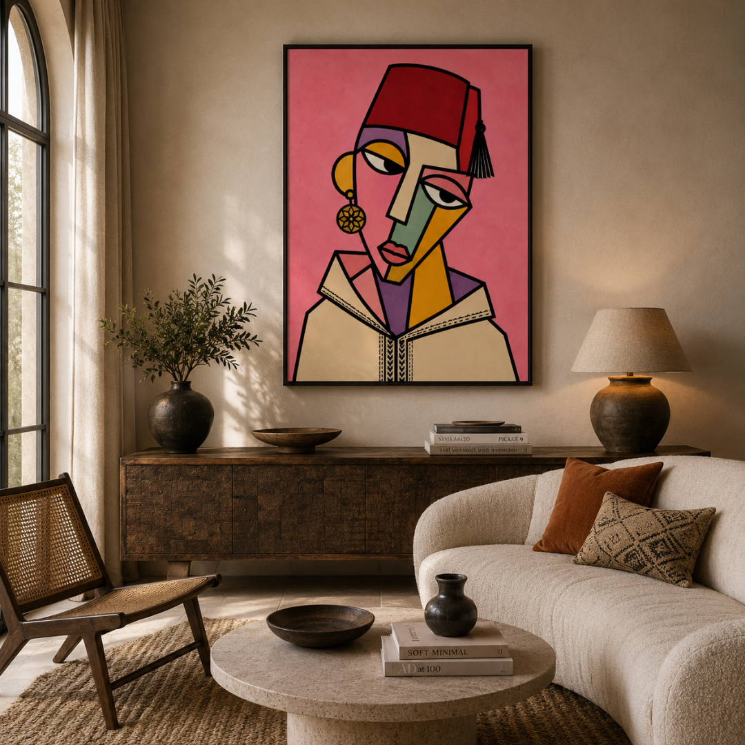 Moroccan painting – Pink mask