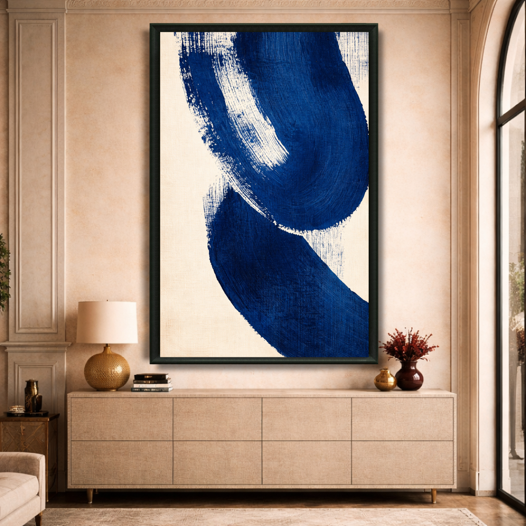 Tableau bleu circulaire abstrait détail