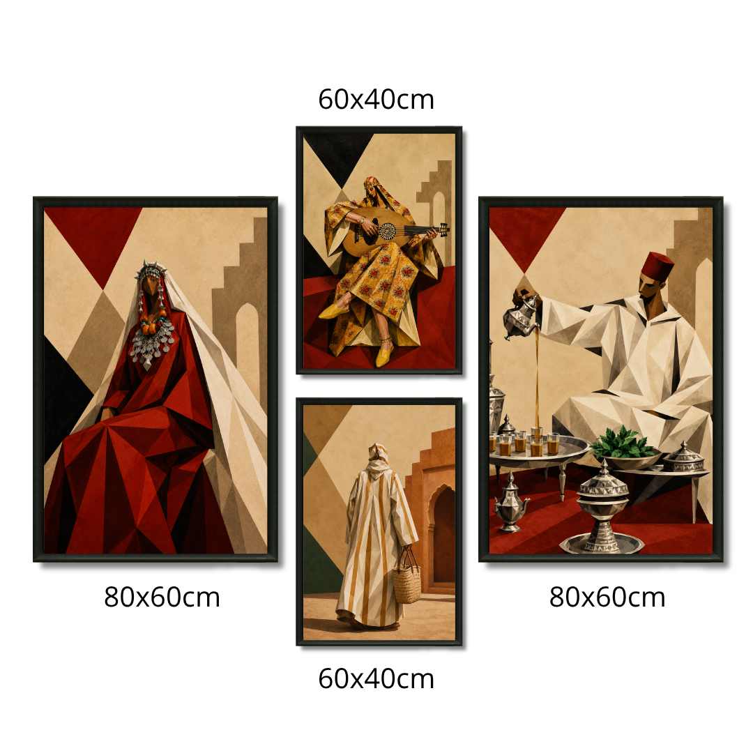 Triptych Paintings - Hajj and Hajjah Routine