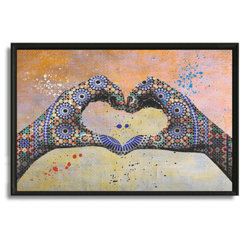 Tableau mains coeur zellij culture marocaine amour