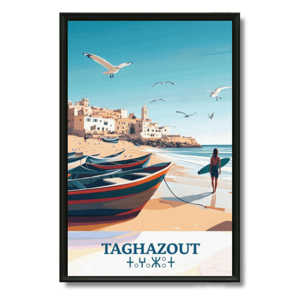 Tableau marocain Taghazout, spot de surf atlantique