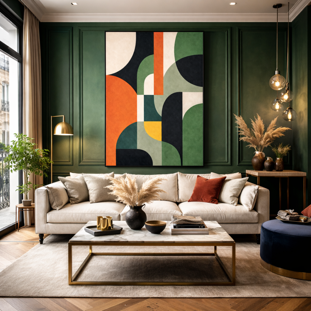 Tableau géométrie colorée art déco pop dynamique