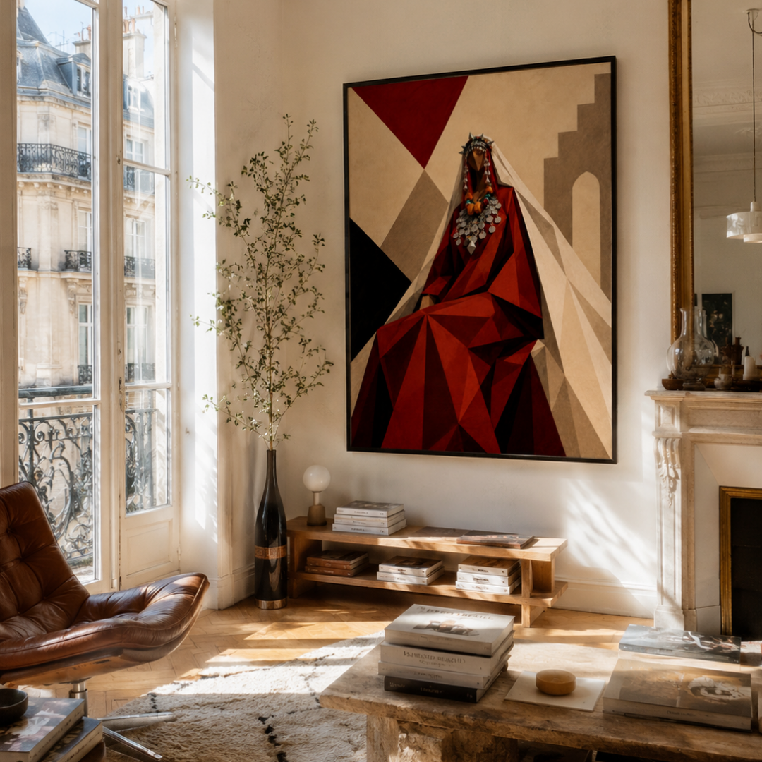 Moroccan Painting – Amazigh Woman Cubism 02